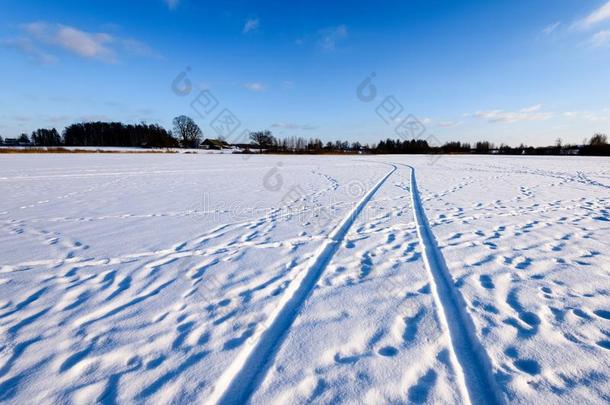 下雪的冬路大量的采用深的雪