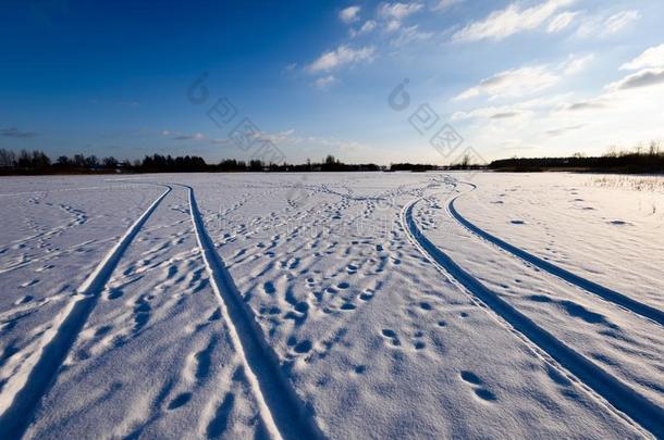 下雪的冬路大量的采用深的雪