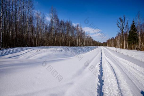 下雪的冬路大量的采用深的雪