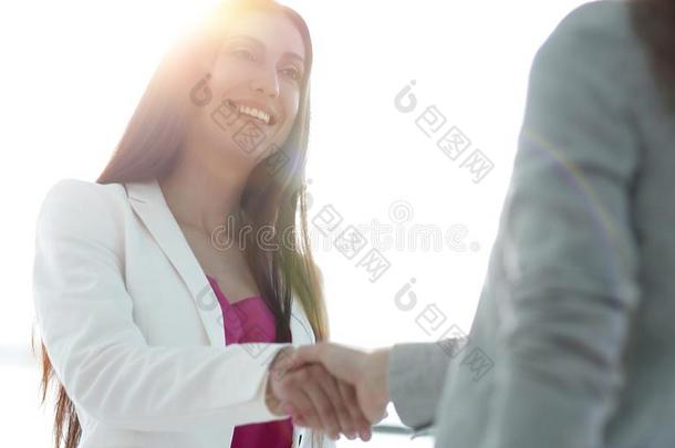 握手,商业女人和顾客