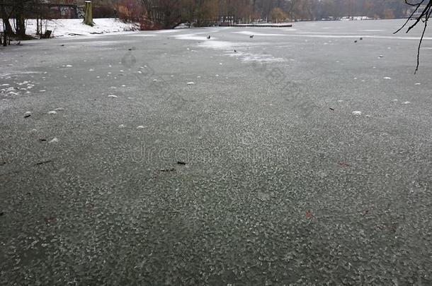 被水淹的冷冻的河