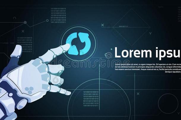机器人手触摸体系更新按钮向数字的屏幕横幅wickets三柱门
