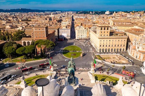 罗马威尼斯普拉扎同样地看见从在上面广场威尼斯