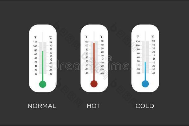 温度计矢量<strong>寒冷</strong>的热的和展映正常的<strong>天气</strong>