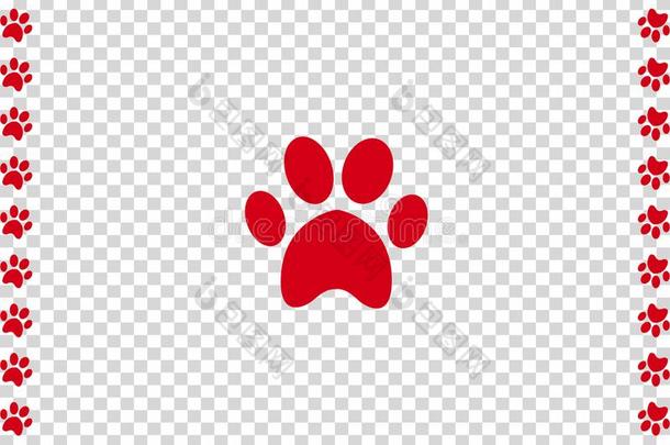 红色的动物爪印偶像框架坝和爪子照片正方形边