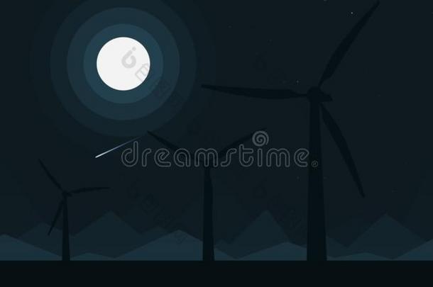 轮廓关于num.三风发电机在满的月亮夜,漫画