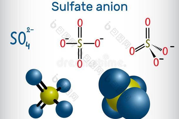 硫酸盐化阴离子硫酸盐分子.结构的化学的公式
