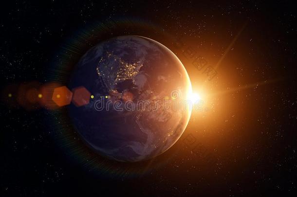 地球,太阳,空间.太阳rise.