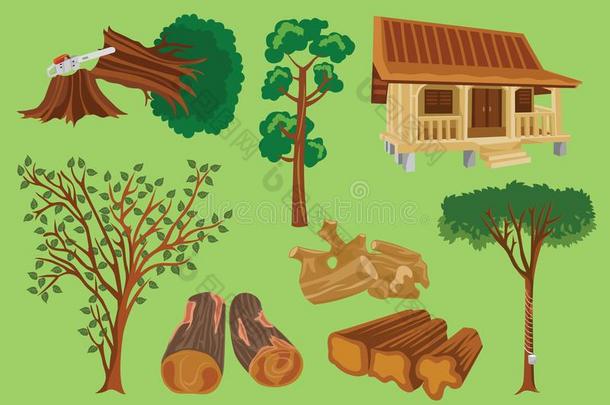 木材和林学产品矢量说明