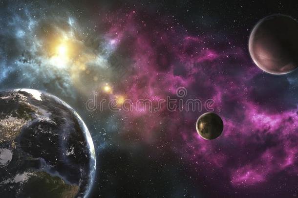 未经勘探的行星关于遥远的空间.深的空间影像,科学英语字母表的第6个字母