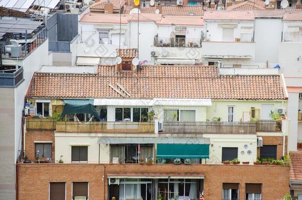 屋顶关于<strong>巴塞罗那</strong>.块关于指已提到的人城市关于<strong>巴塞罗那</strong>看见从土佬的
