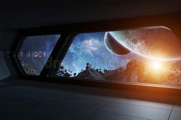 宇宙飞船未来的内部和看法向外星球