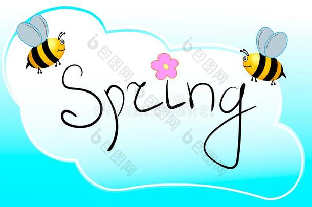 春季单词,花和<strong>蜜蜂矢量</strong>.<strong>矢量</strong>earningspershare每股收益.