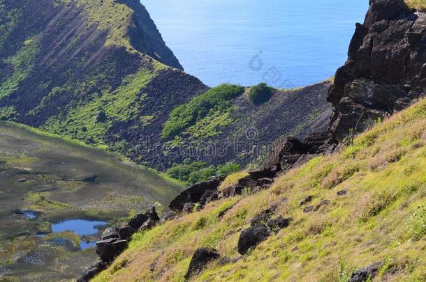 火山拉诺卡乌/拉诺kaol采用陶土,指已提到的人大的火山火山口采用拉帕岛英语字母表的第14个字母