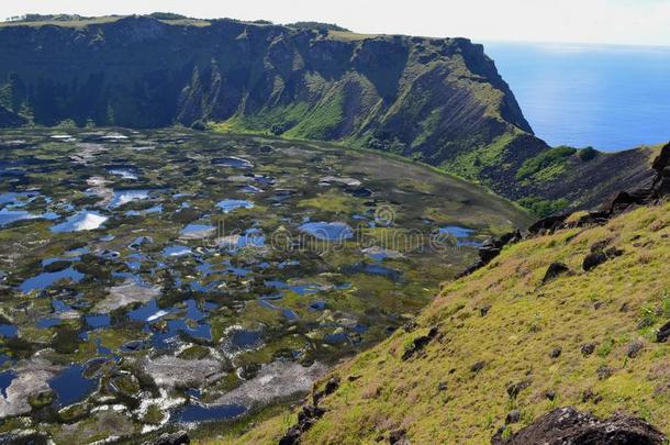 火山拉诺卡乌/拉诺kaol采用陶土,指已提到的人大的火山火山口采用拉帕岛英语字母表的第14个字母