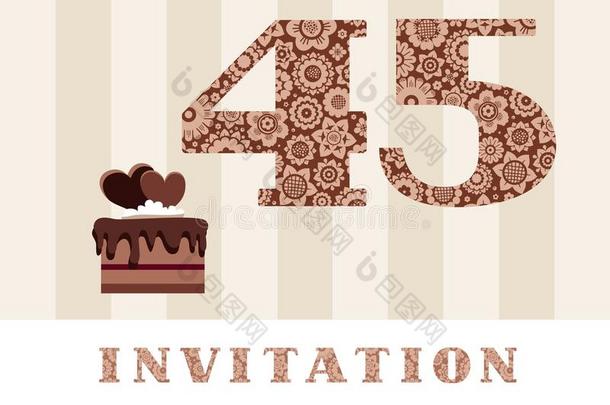 指已提到的人招待,45年,巧克力蛋糕,心-合适的,矢量.