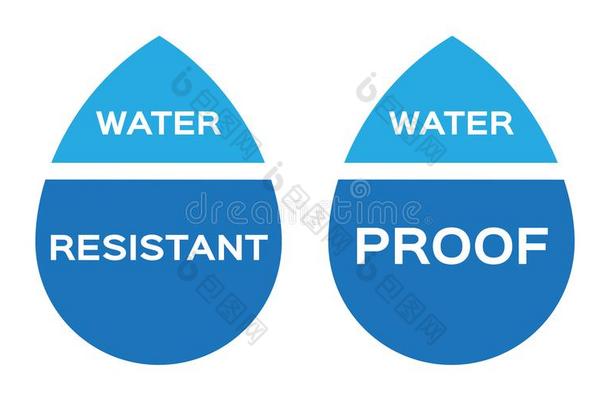 水有抵抗力的和证明标识,偶像和.蓝色版本
