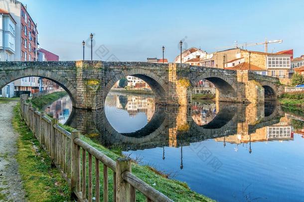 蒙福蒂demand需要莱莫斯,加利西亚省,西班牙.老的石头桥桥人名