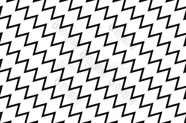 对角线黑的和白色的锯齿形的条纹模式.几何学的重复