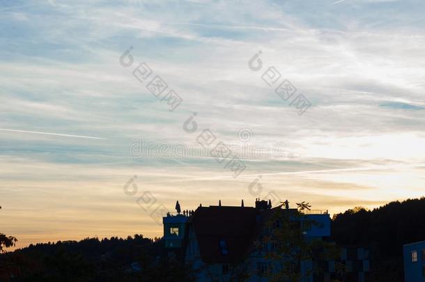 日落南方德国欧洲历史的城市风光照片斯图加特