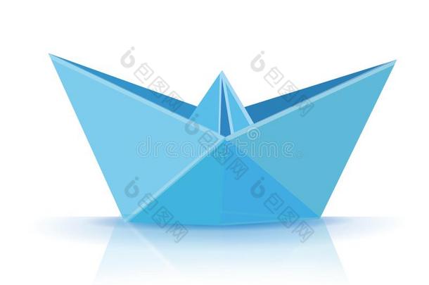 蓝色折纸手工小船