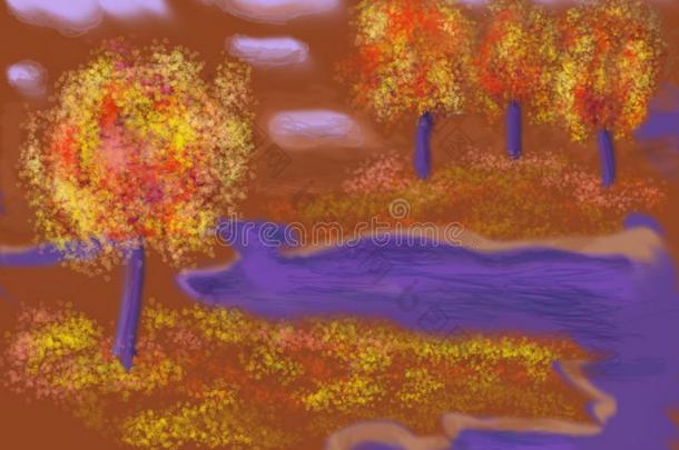 秋夜关于指已提到的人紫色的河.