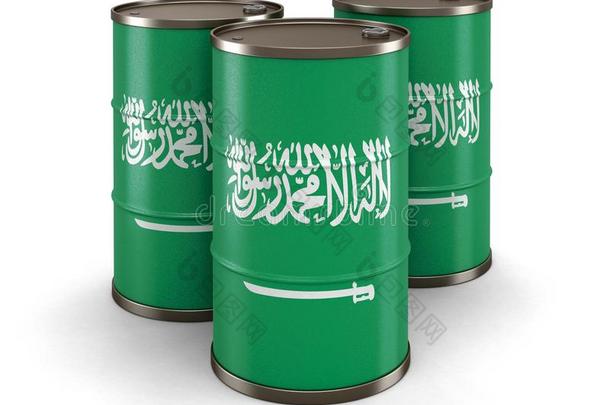 <strong>油桶</strong>和旗关于沙特阿拉伯国家的阿拉伯半岛