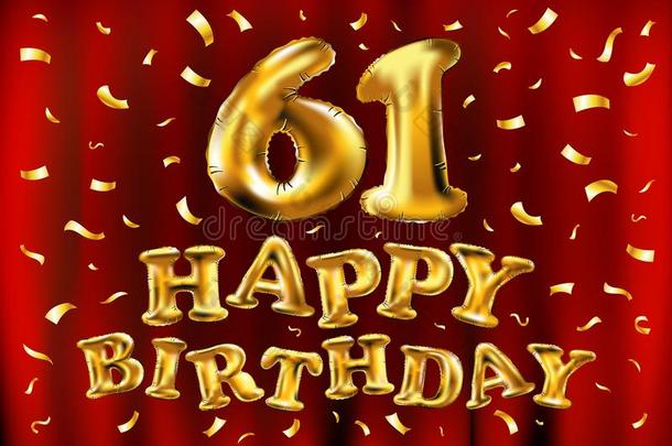 矢量幸福的生日<strong>61</strong>Thail和泰国庆祝金气球和金en