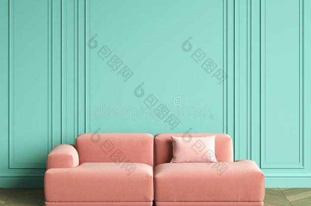 粉红色的沙发采用典型的采用terior和复制品空间