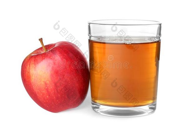 玻璃关于苹果果汁和新鲜的成果