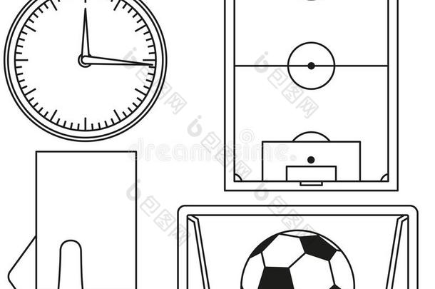 足球足球游戏线条艺术偶像4元素放置