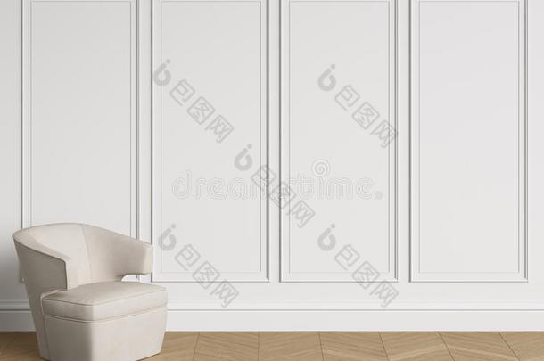 椅子采用典型的采用terior和复制品空间.白色的墙和铸模