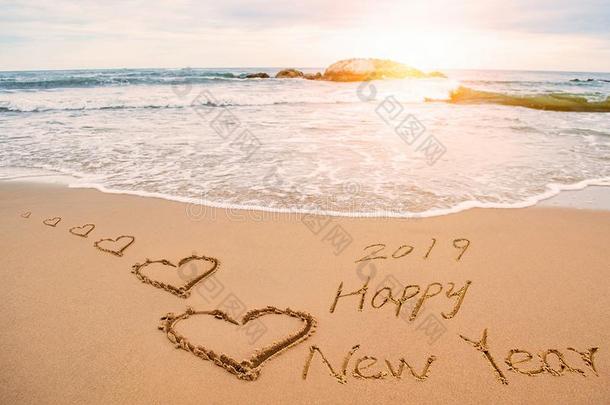 写幸福的新的年<strong>2019</strong>向海滩