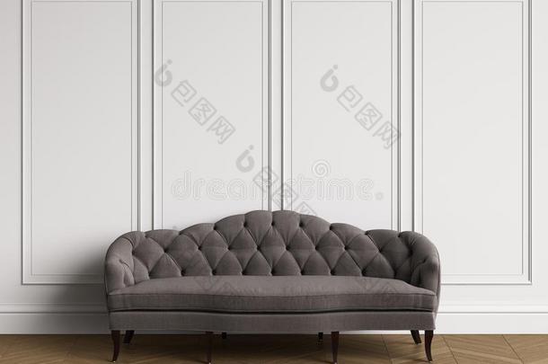 装缨球的沙发采用典型的采用terior和复制品空间.白色的墙和
