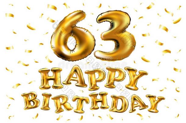 矢量幸福的生日63Thail和泰国庆祝金气球和金en