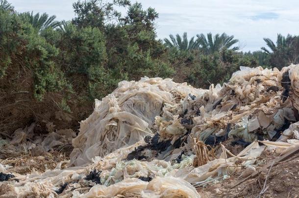 生态学灾难和污染关于自然,塑料制品垃圾decomp