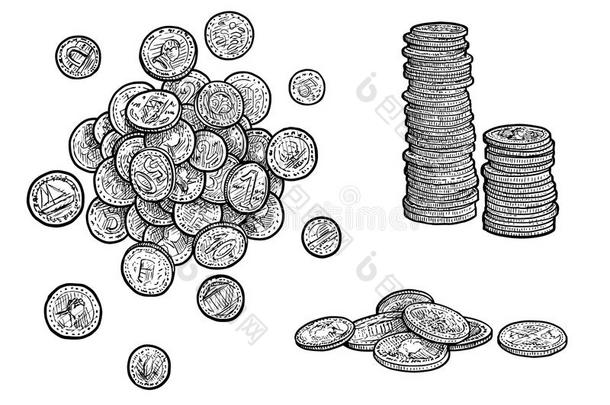 钱,coinsurance联合保险说明,绘画,版画,墨水,线条艺术,Venezuela委内瑞拉