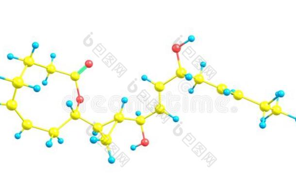 新喜树内酯分子的结构隔离的向白色的后台