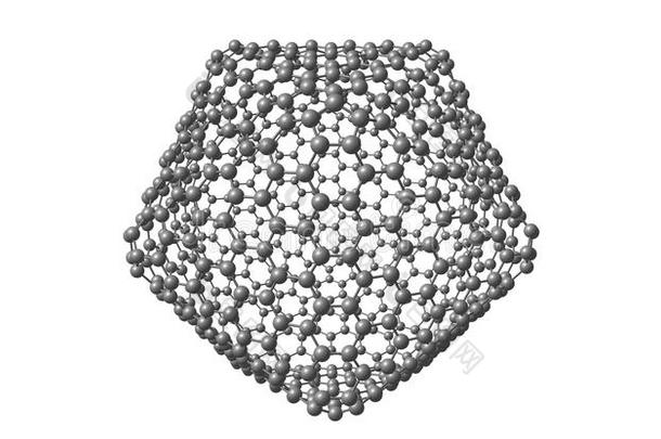 巨人富勒烯-喜欢分子的结构隔离的向白色的后面