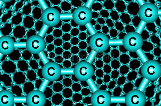 石墨的单原子层-喜欢分子的结构隔离的向黑的背景