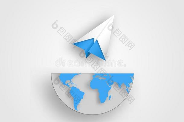 折纸手工飞机向一半的大小关于指已提到的人地球地图表现c向cept