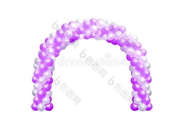气球拱门门紫色的粉红色的和白色的,拱婚礼,球