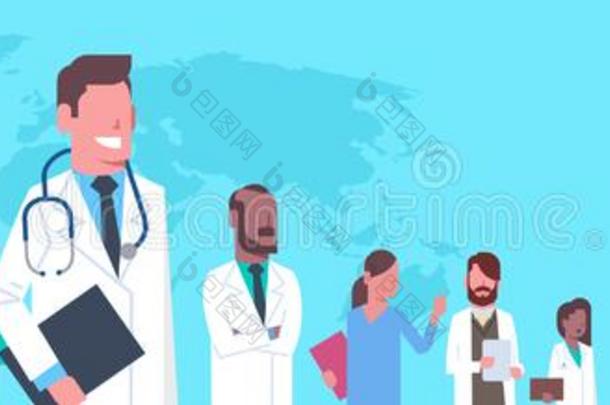 世界健康状况一天海报和队关于医学的医生越过世界