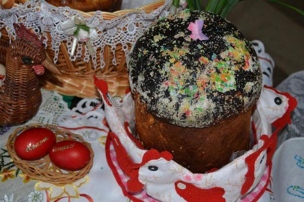 节日的复活节蛋糕向一节日的t一ble.