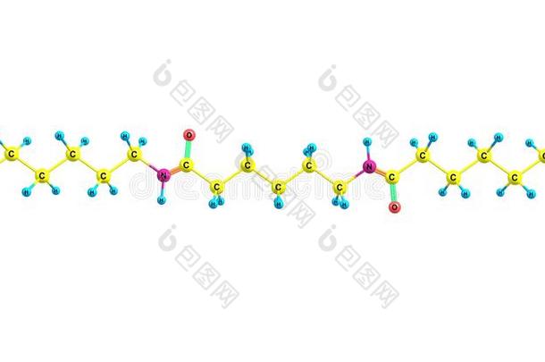 尼龙分子的结构隔离的向白色的背景