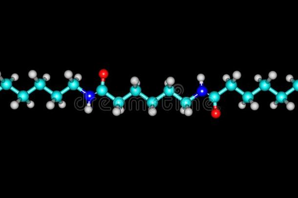 尼龙分子的结构隔离的向黑的背景