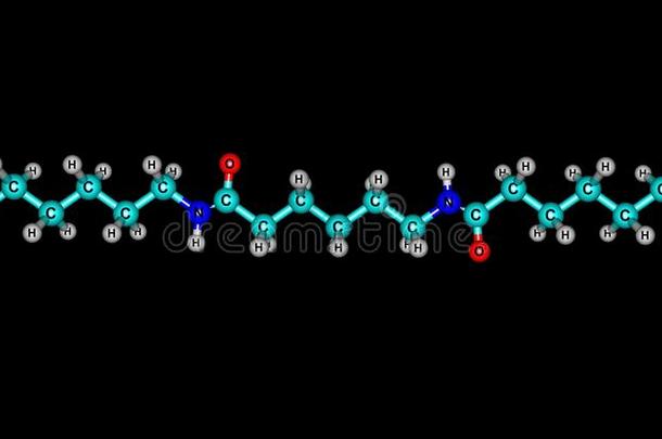 尼龙分子的结构隔离的向黑的背景