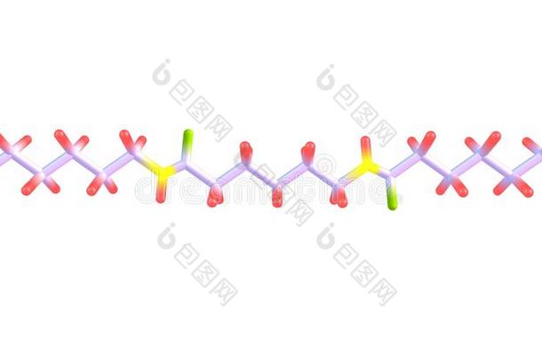 尼龙分子的结构隔离的向白色的背景