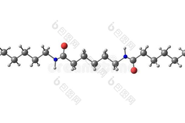 尼龙分子的结构隔离的向白色的背景