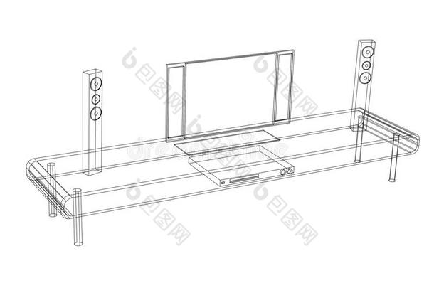 television电视机和家具蓝图